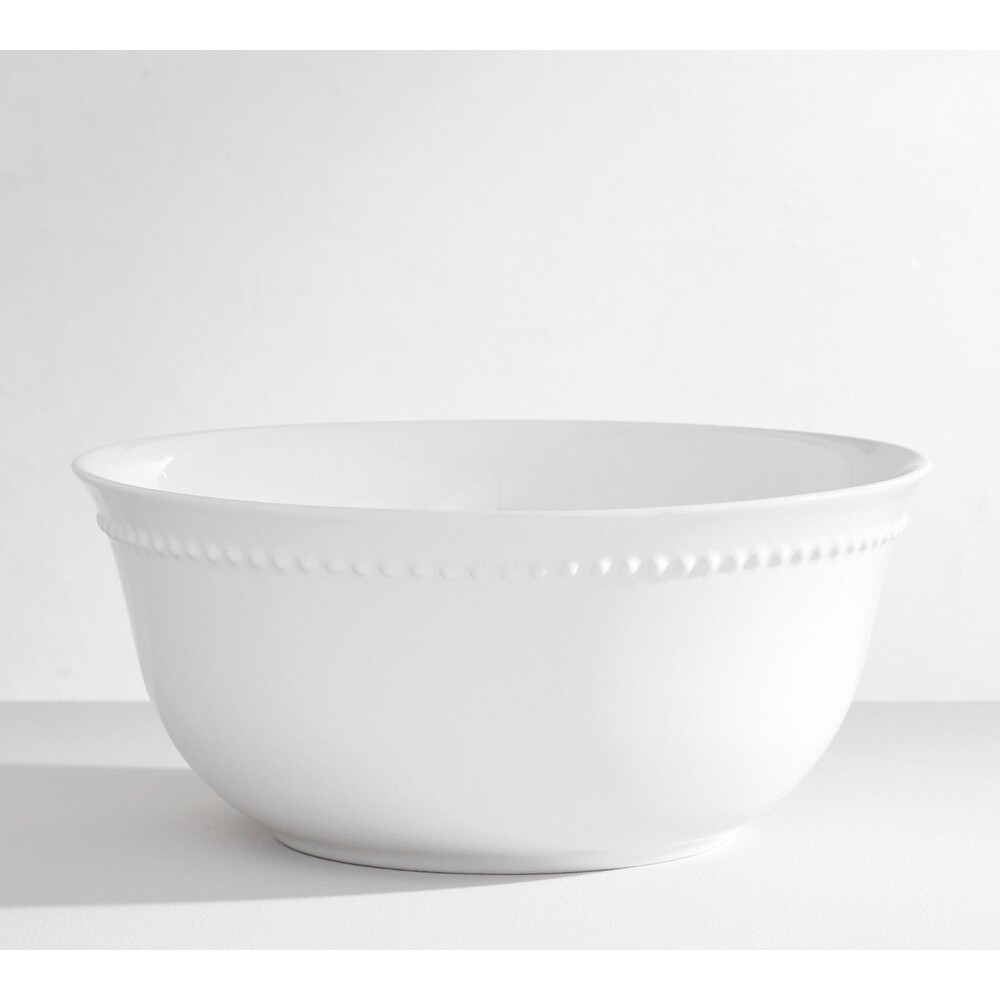 Brand new in box Pottery Barn Emma Beaded True White Serving Bowl large